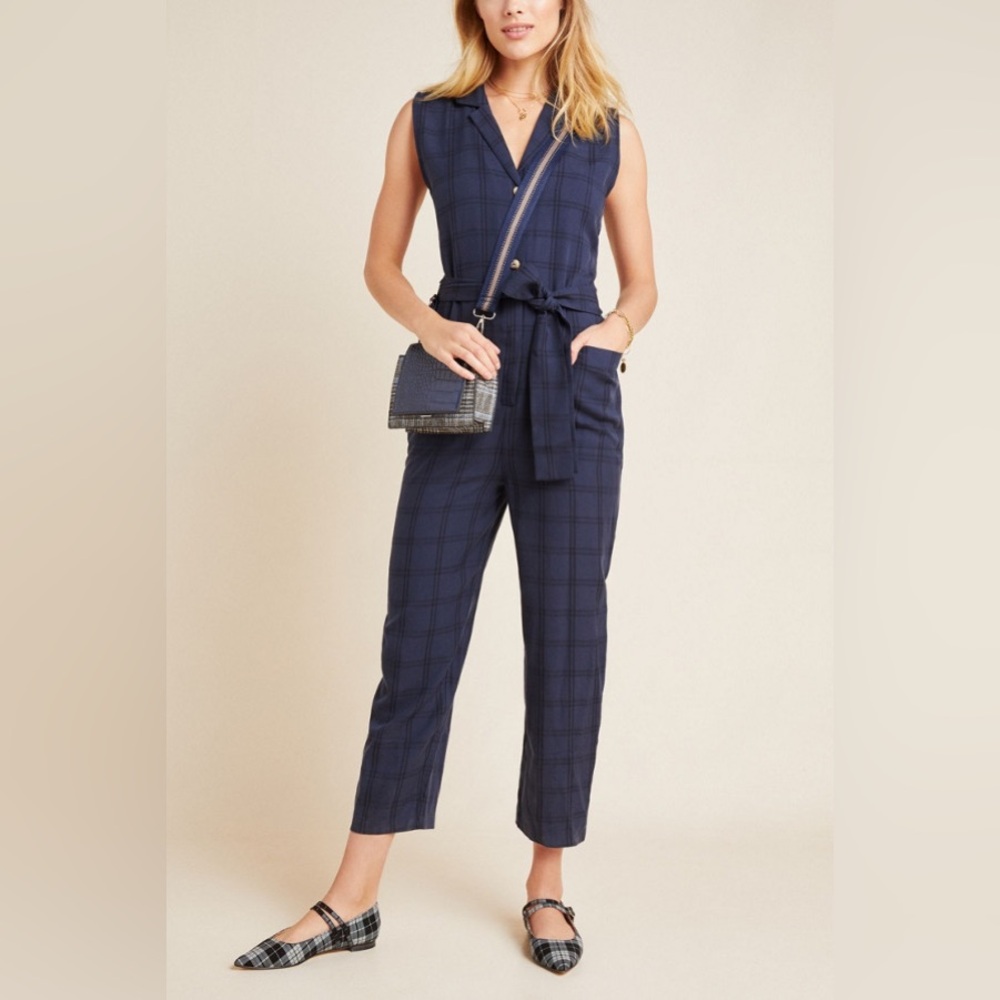 Anthropologie Brielle Plaid Jumpsuit Size XS